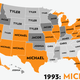 Illustration for article titled Map: Six Decades of the Most Popular Names for Boys, State-by-State